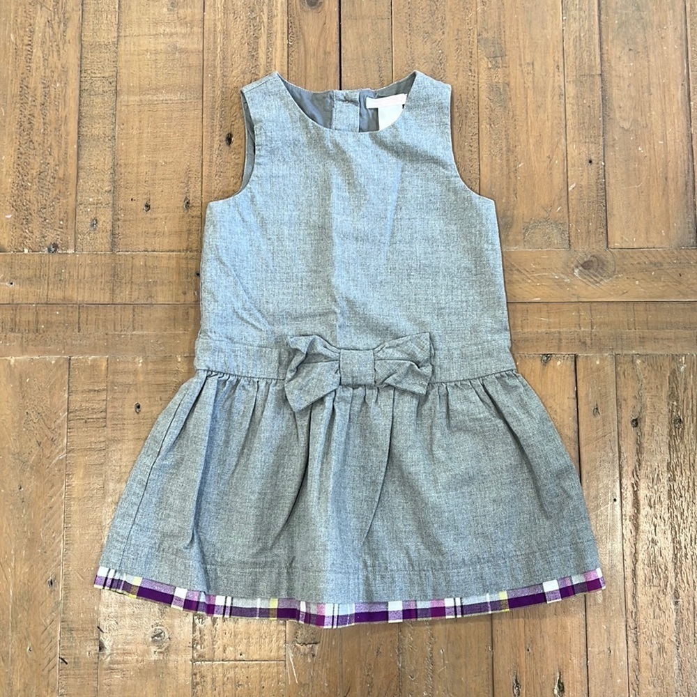 Janie and jack gray drop waist plaid hemline dress